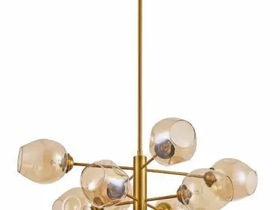 Chrome Cassana 8-Light Sputnik Modern Linear Chandelier 3D model