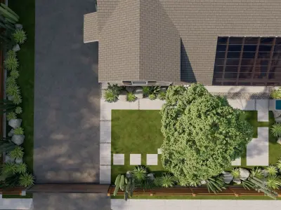 3D Exterior Scene 3D model design garden and landscape 3D 3D model