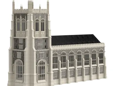 Cathedral Chapel neo-gothic style 3D model