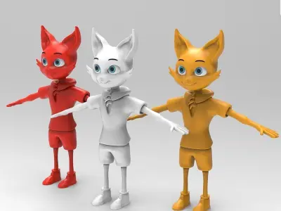 Animated 3dFox Low-poly 3D model
