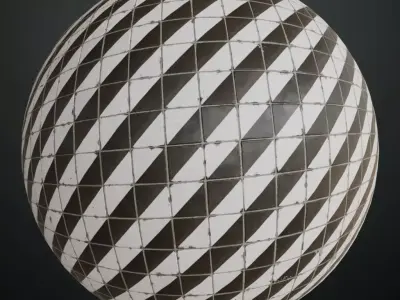 Modern Matte Black and White Diagonal Split Tiles PBR Seamless Texture