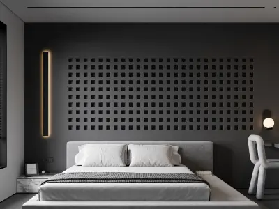 AR-24071 Gray Bedroom - Bedroom 3D Scene 3D model