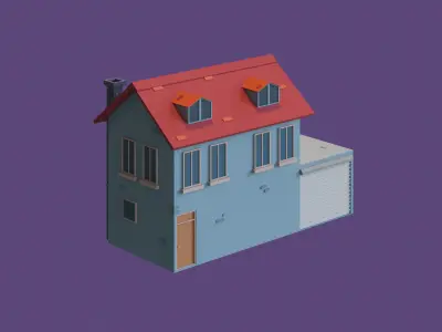 Cartoon Houses Low-poly 3D model