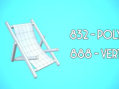 BEACH CHAIR CARTOON STYLIZED  Low-poly 3D model