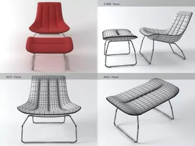 Ola lounge chair and ottoman 3D model