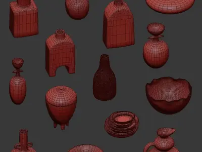 Pottery set v2 - 14 models 3D model