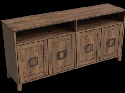 Modern With 4 Doors Tv Stand Low-poly 3D model