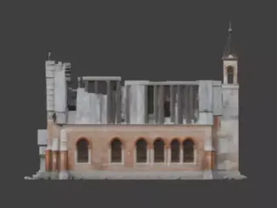 Ruined Stone Church 3D Model Low-poly 3D model