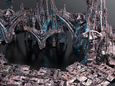 Edwardian Steampunk city exterior background 6  3D model