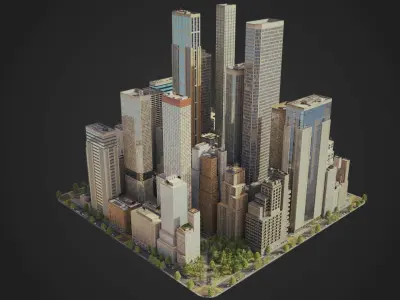 Realistic City S7 MAYA Low-poly 3D model