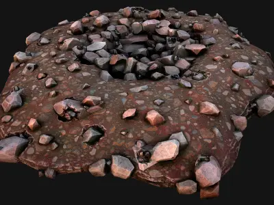Large Rocks Tin Ore Deposits Quarry Environment Low-poly 3D model