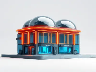 Futuristic Urban Module with Transparent Domes model pack Low-poly 3D model