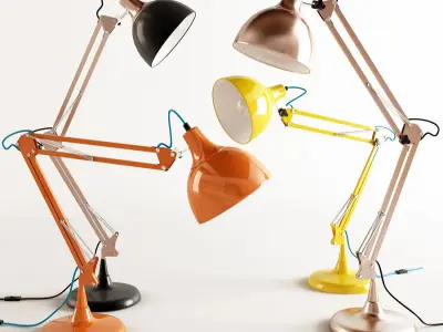 Angled Table Lamps Rigged 3D model