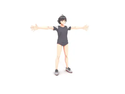 Tokyo Street Character in Pastel Style Low-poly 3D model