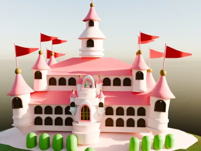 Lowpoly isometric Cute 3d Castle for Princess 3D model