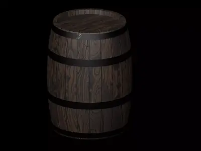  Medieval Wooden Barrel Low-poly 3D model