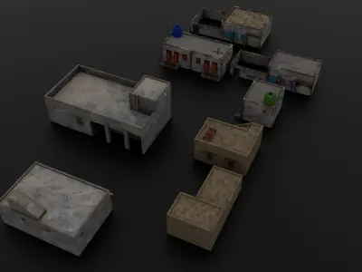 Village Houses Collection Low-poly 3D model