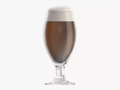 Beer glass with foam 03 3D model