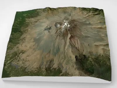 Mountain landscape Volcano Popocatepetl Mexico 3D model