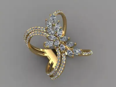 Marquies And Pear With Daimonds Beautiful Ring 3D Print Model 3D print model