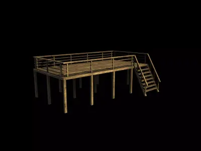 wooden dock model 2 3D model