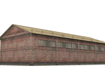 brick warehouse Low-poly 3D model