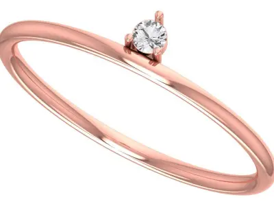Solitaire Women Light Weight Band Ring 3D print model 32
