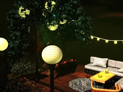 Garden Lounge Low-poly 3D model