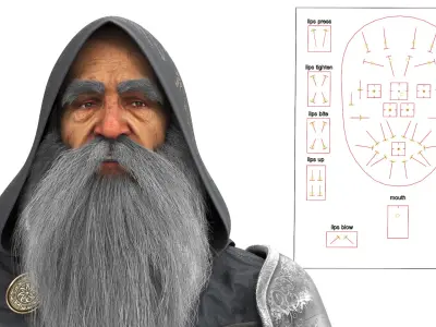  Hooded Wizard with Crystal Staff Standing Rigged 