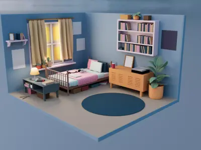 Little Bedroom Low-poly 3D model