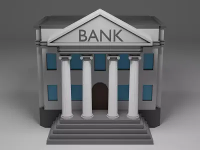 Bank building Low-poly 3D model