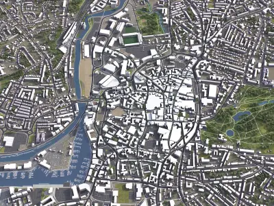 Ipswich - 3D City Model Low-poly 3D model