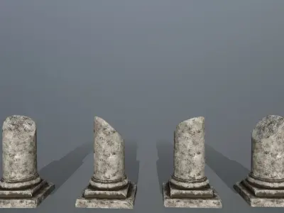 broken pillar Low-poly 3D model