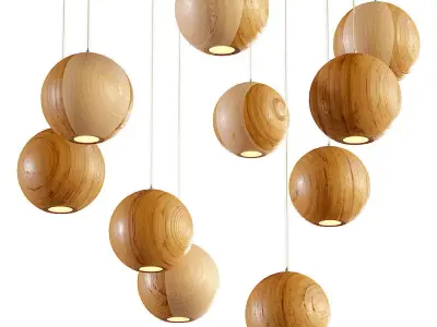 Aliexpress wooden balls hanging lamp 3D model