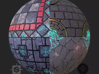 Stylized Ancient Ornamental Floor 2K PBR ready Texture