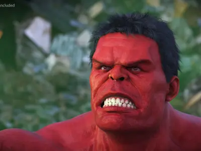  Red Hulk Fur for Cinema 4D Rigged 