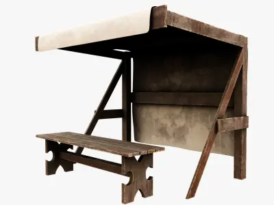 Market Stall Cotton Low-poly 3D model