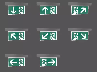 Exit Sign v1 Pack Vol 1 Low-poly 3D model