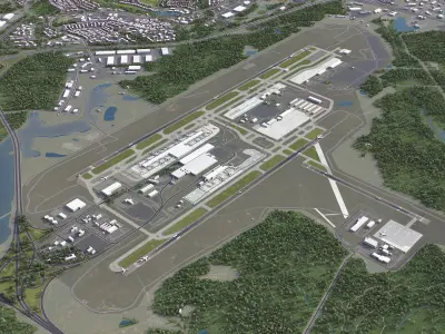 Raleigh - Durham Airport - RDU Low-poly 3D model