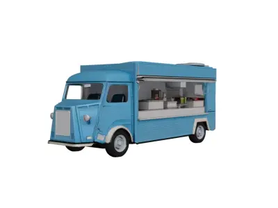Vintage Food Truck Retro Mobile Street Food Vehicle 3D model