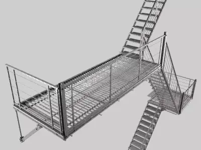 Evacuation ladder Low-poly 3D model