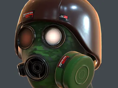 Gas mask helmet 3d model scifi Low-poly  Low-poly 3D model 211