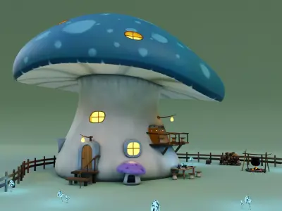 Mushroom House Scene  3D model