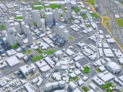 Dallas Downtown Texas USA Low-poly 3D model