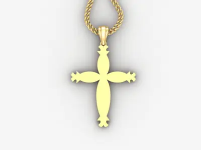 Light Gold 18K Cross Pendant 1CP066 3D print model