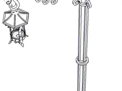 Outdoor lantern with one arm 3D model