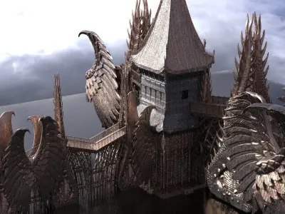 Emperor Dragon Winged Temple Fantasy 3 3D model