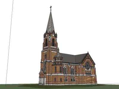 Architecture-Religion-God-Culture-Temple-061 church with steeple 3D model