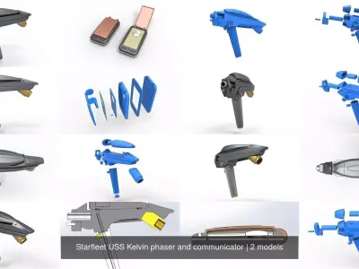 Starfleet USS Kelvin phaser and communicator 3D Model Pack