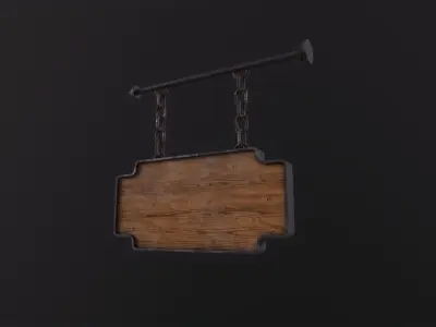Wooden Sign 3D Model Low-poly 3D model